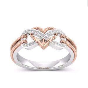 New friendship infinity rose gold Cz ring